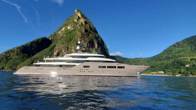 Superyacht near the Pitons